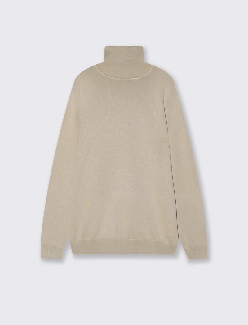 Maglia Collo Alto Misto Viscosa Basic - Sabbia