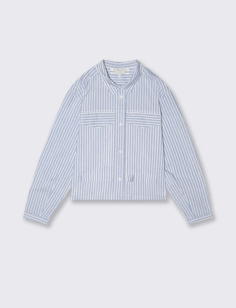 Camicia a righe con dettagli metallizzati - Azzurro