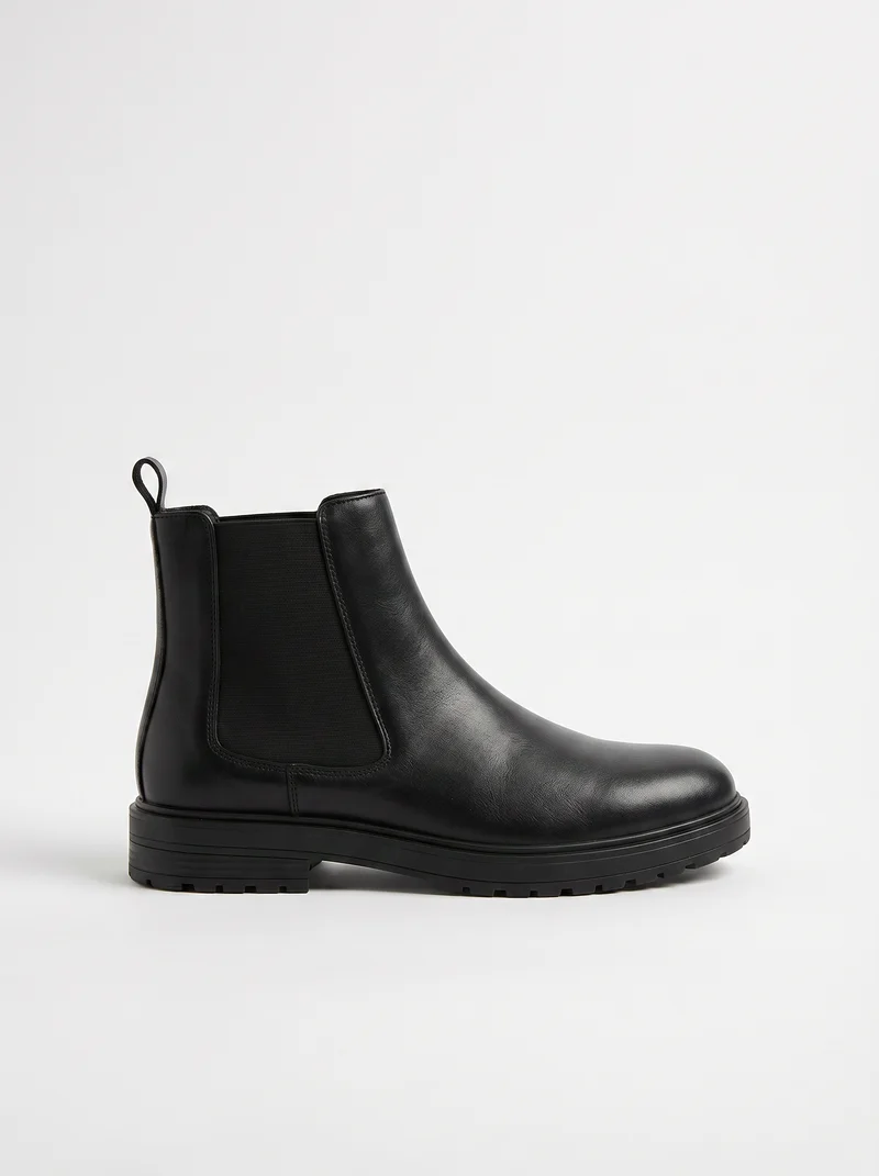 Stivale Chelsea nero in poliuretano con fasce - Nero