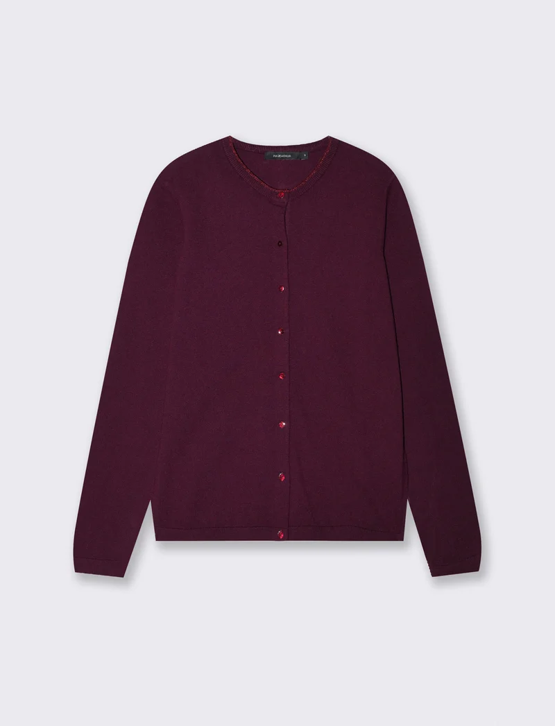 Cardigan Lungo con Bordino Lurex - Bordeaux