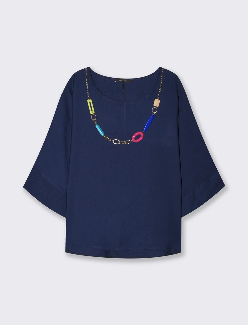 Casacca manica a tre quarti donna morbida - Blu