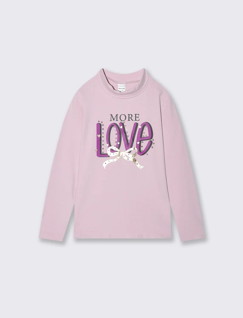 Lupetto manica lunga in cotone elastico - Rosa polvere
