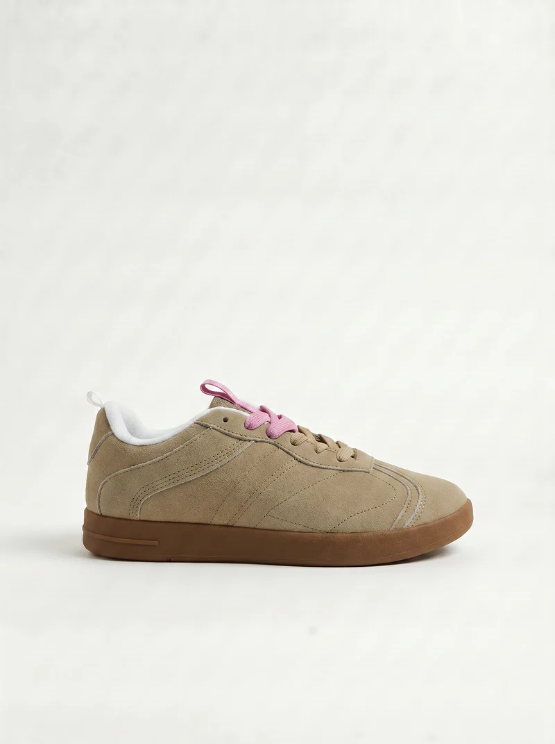 Sneakers beige con lacci bicolor da - Beige