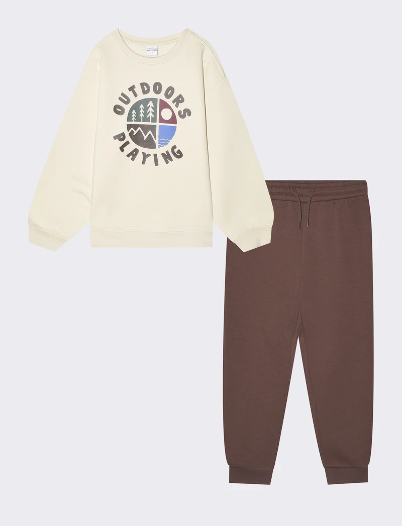 Tuta in felpa due pezzi comoda e pratica - Beige