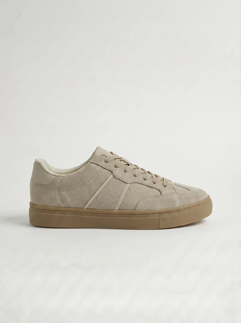 Sneakers beige effetto scamosciato uomo - Beige