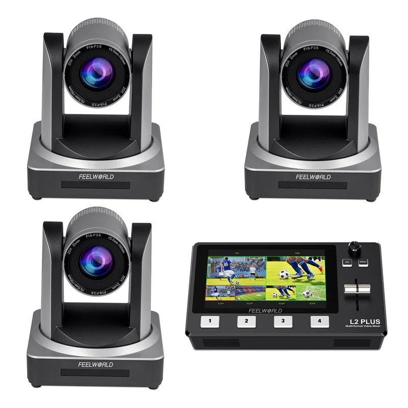 Set bundle video FEELWORLD L2 PLUS e 3 telecamere PTZ POE20X