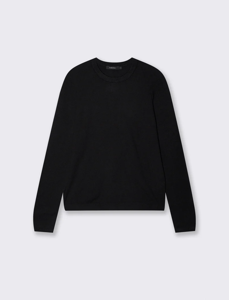 Pullover basico girocollo a manica lunga - Nero