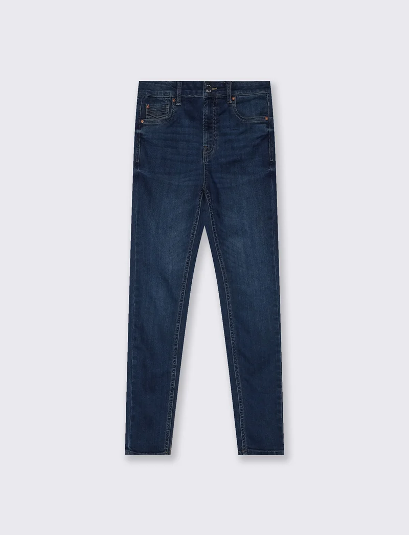 Jeans super skinny 5 tasche vita media - DENIM SCURO