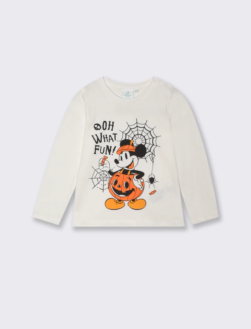 T shirt Halloween Topolino manica lunga - Bianco latte