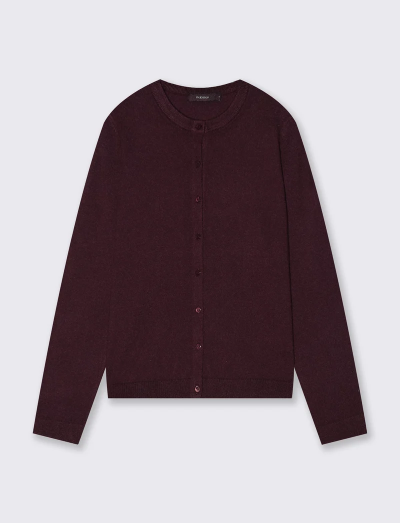 Cardigan basico girocollo vestibilità regolare - Bordeaux