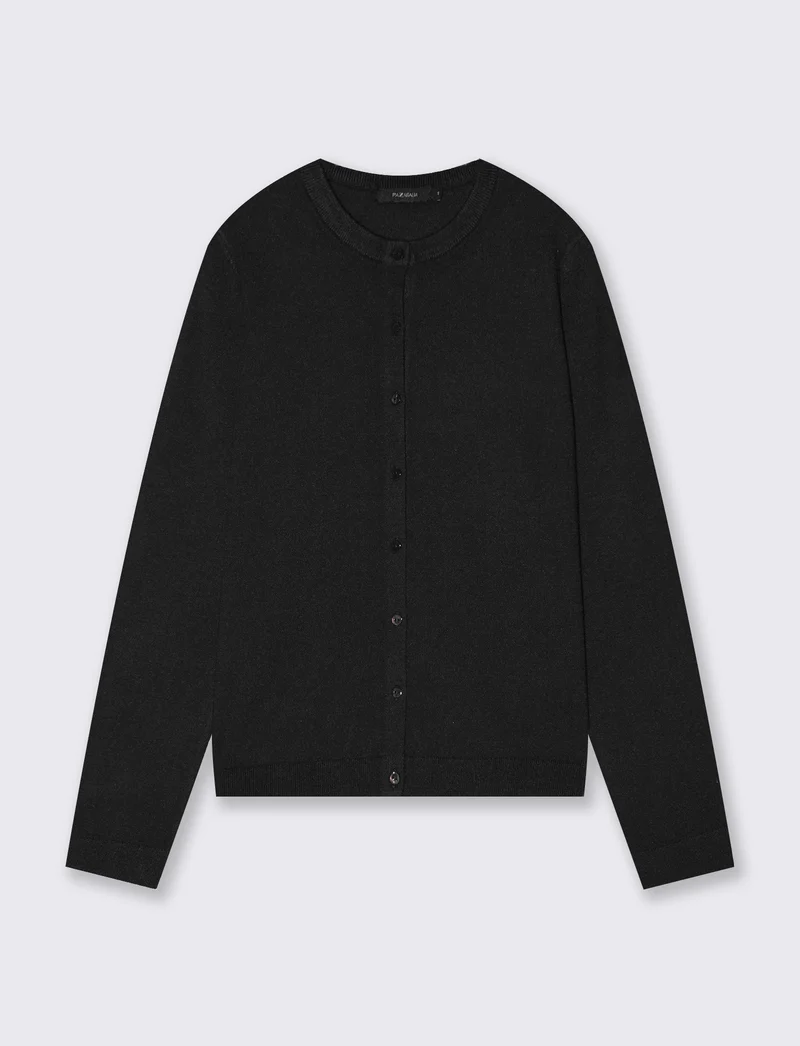 Cardigan basico girocollo vestibilità regolare - Nero