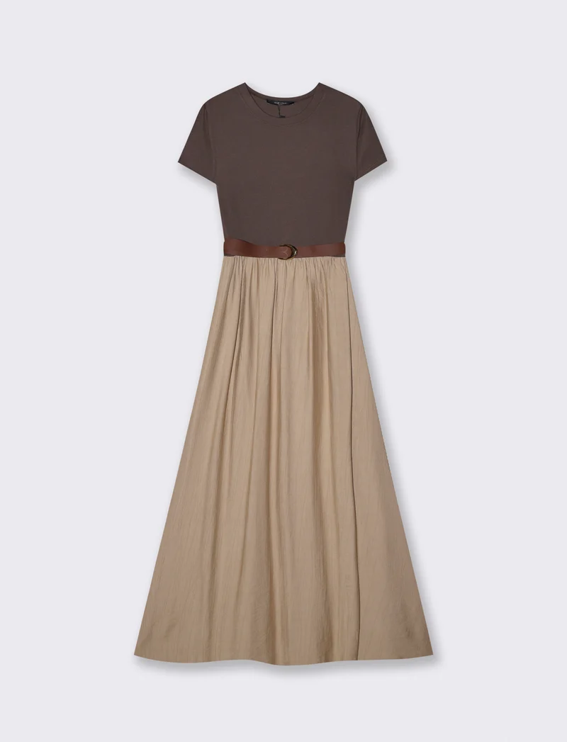 Abito lungo con dettaglio t-shirt - Beige