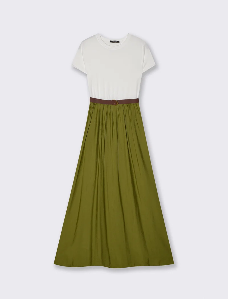 Abito lungo con dettaglio t-shirt - Verde