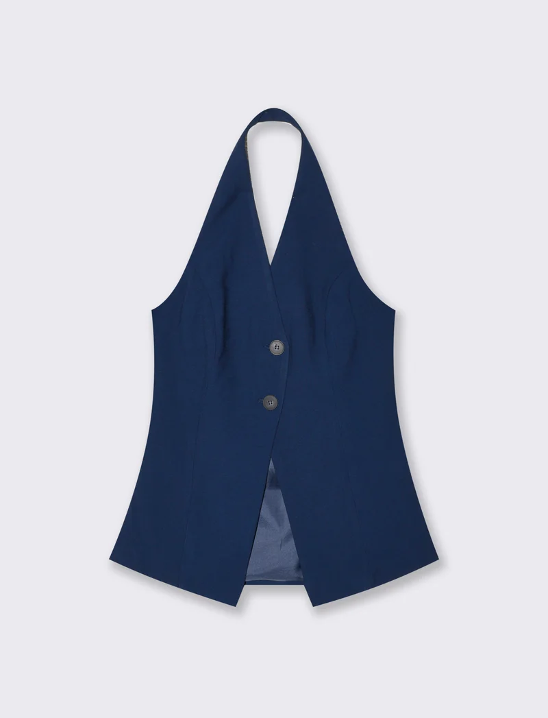 Gilet con scollo sulla schiena - Blu