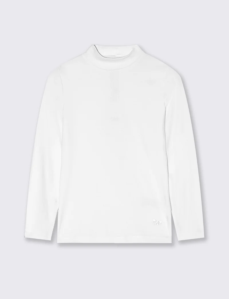 T-shirt mezzo collo manica lunga interlock - Bianco