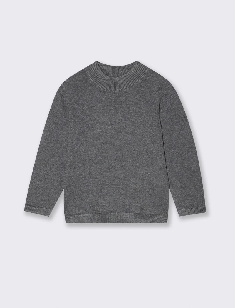 Maglia collo alto tinta unita casual - Grigio mel.