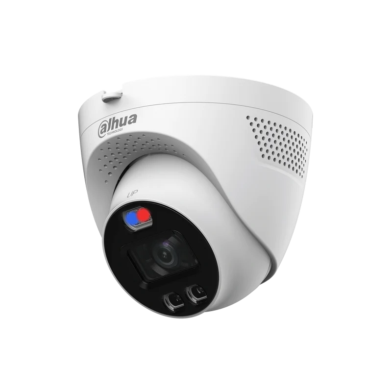 Telecamera per bulbo oculare HDCVI con deterrenza attiva DAHUA HAC-ME1509TQ-A-PV da 5 MP con doppi illuminatori intelligenti