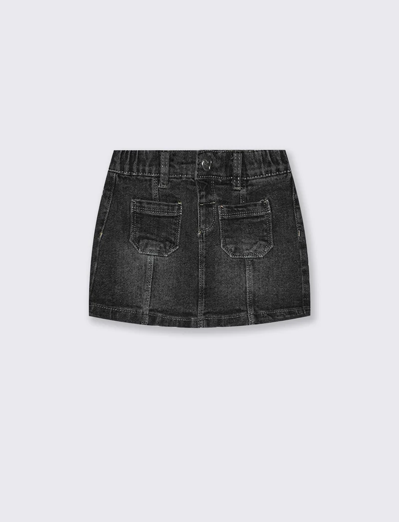 Gonna corta in denim versatile e chic - Nero