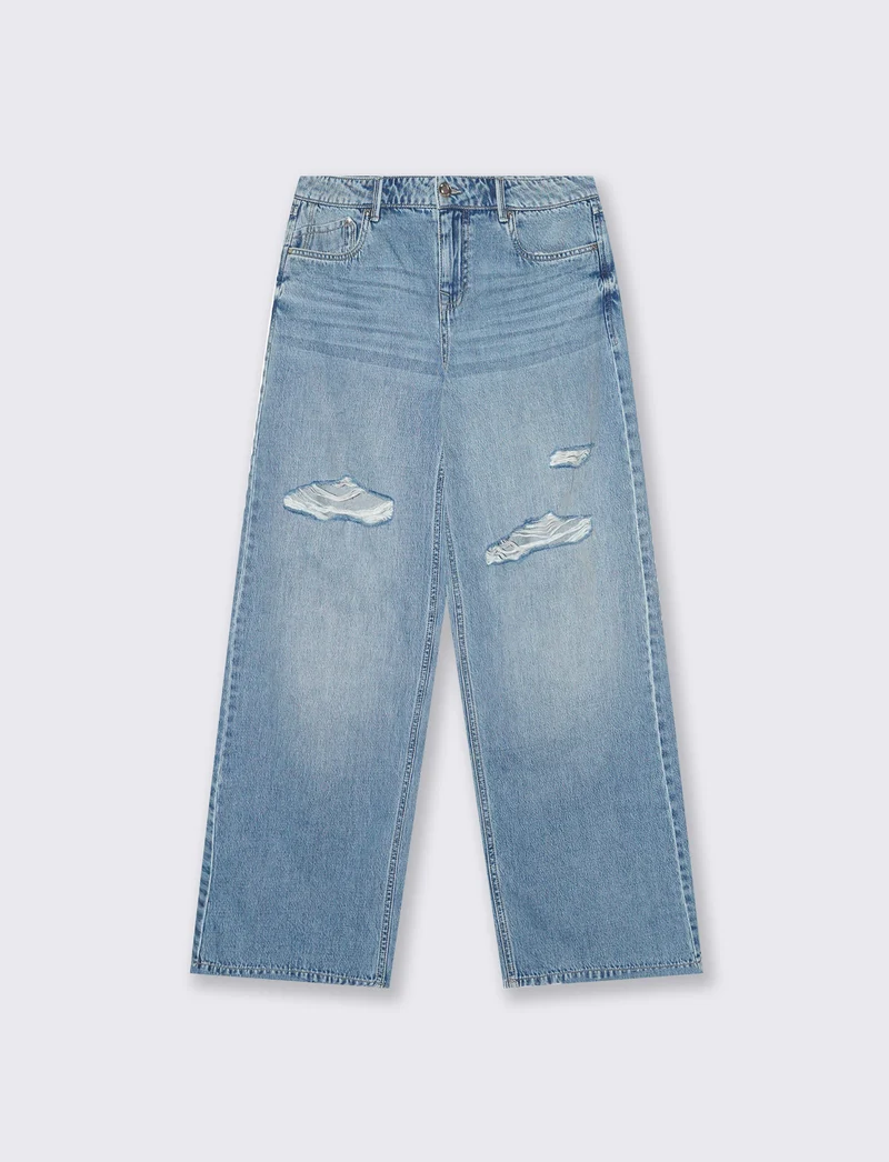 Jeans straight leg a vita bassa 5 tasche - Denim chiaro