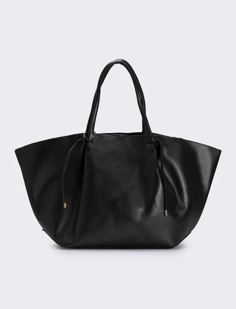Shopper con borsello intrecciato - Nero