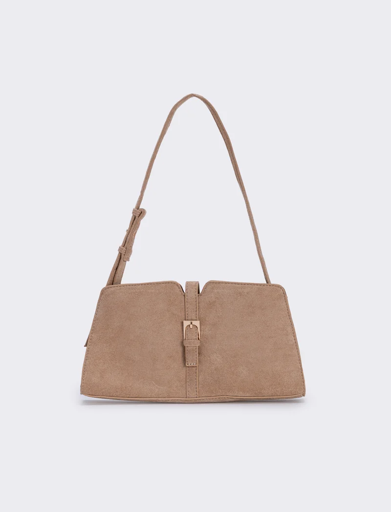 Borsetta suede con fibbia elegante - Beige
