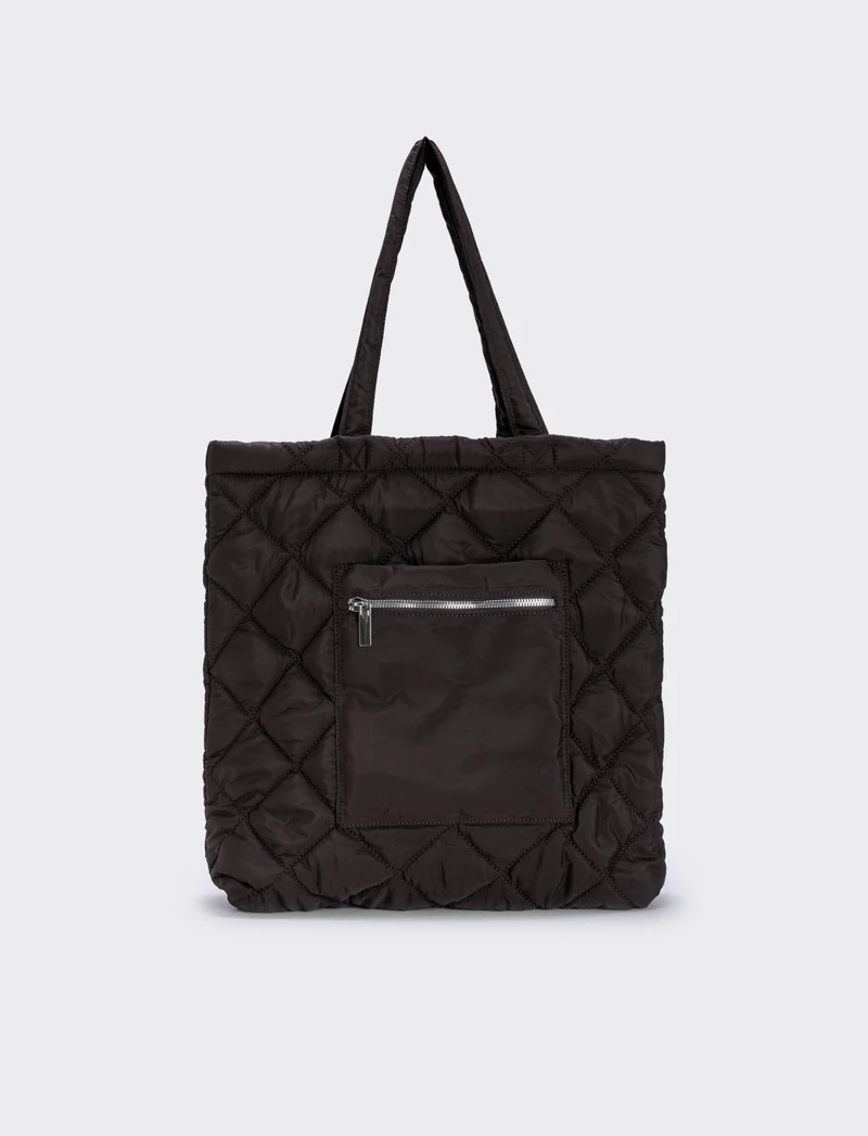 Shopper nylon double face con tasca - Moro