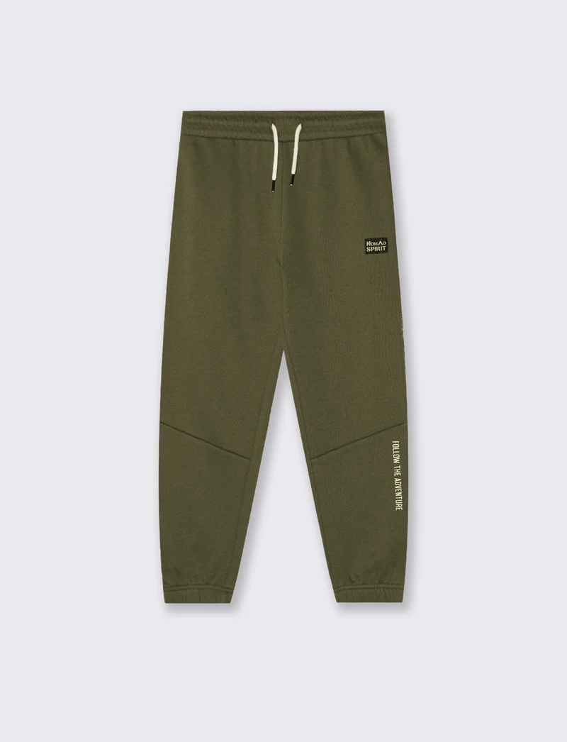 Jogger in Felpa con Coulisse e Patch - Verde militare