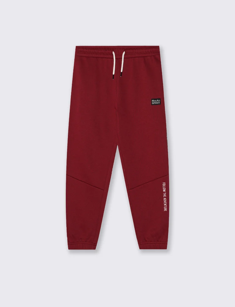 Jogger in Felpa con Coulisse e Patch - Bordeaux