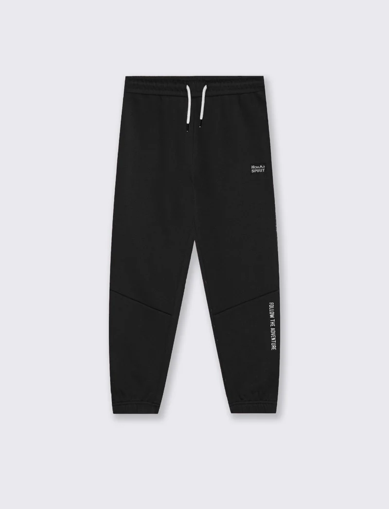 Jogger in Felpa con Coulisse e Patch - Nero