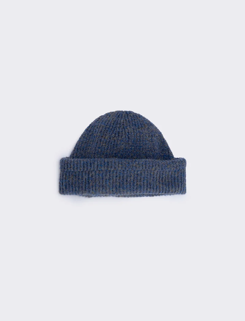 Cappello melange in lana per uomo - Denim