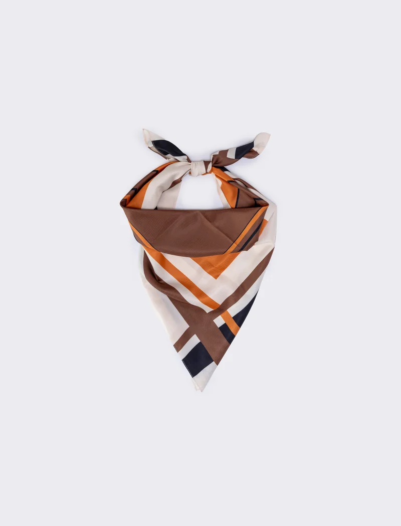 Foulard 70x70 con stampe geometriche - Arancio