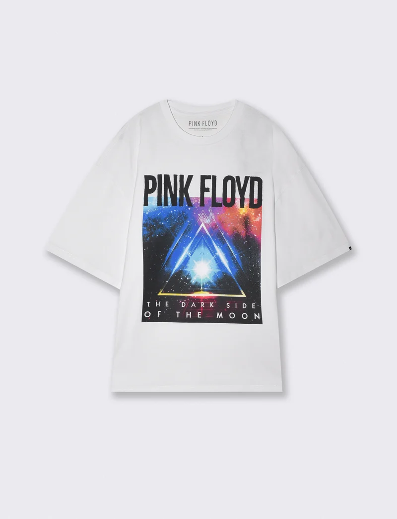 T-shirt Pink Floyd girocollo boxy fit - Bianco