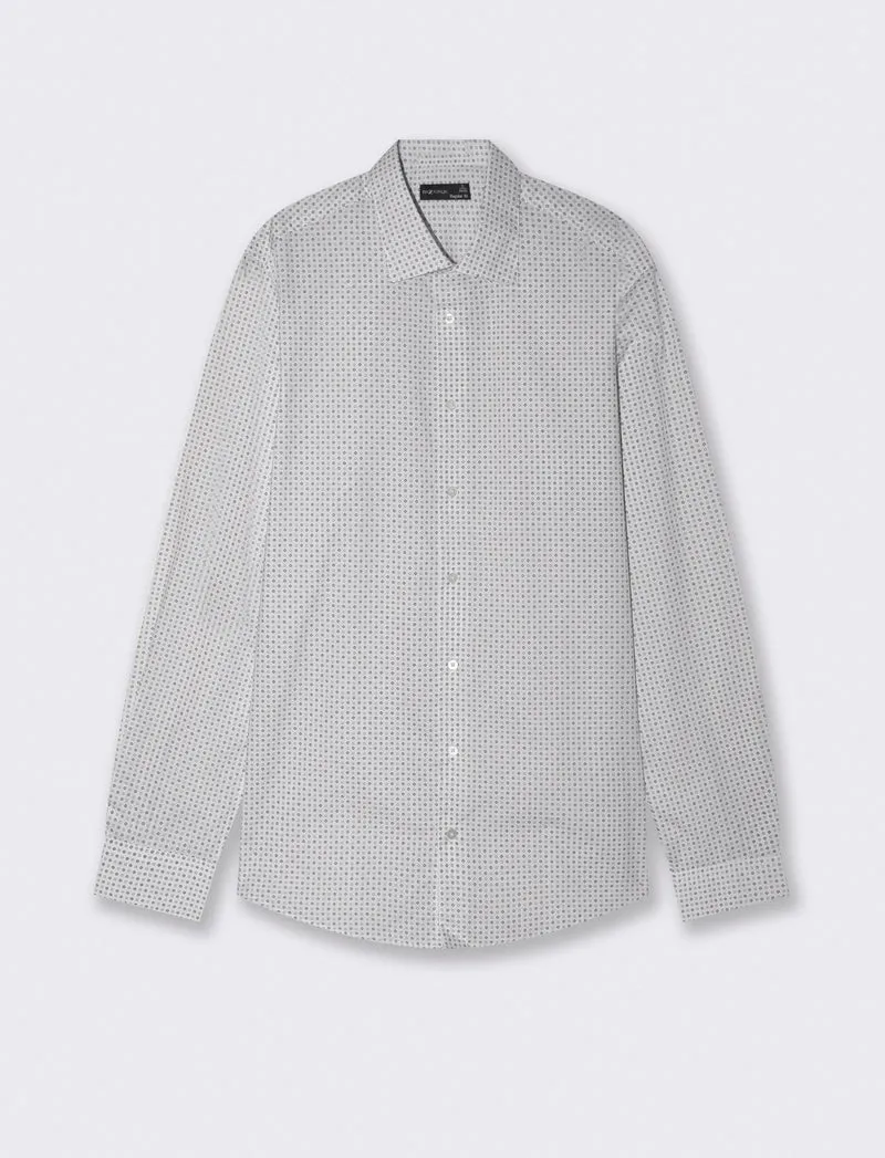 Camicia micro fantasia regular fit elegante - Bianco