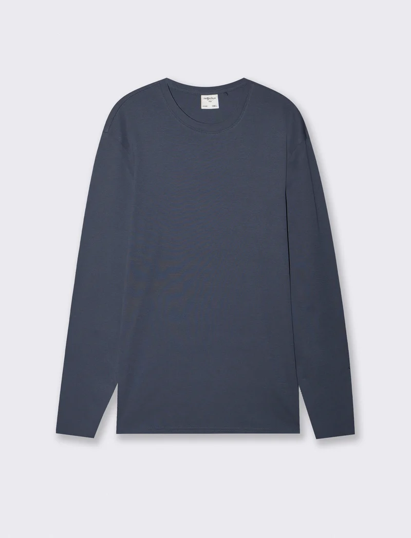 T-shirt slim fit a coste girocollo - Avion