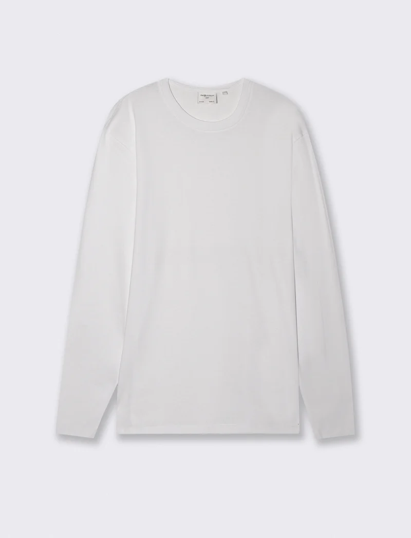 T-shirt slim fit a coste girocollo - Bianco
