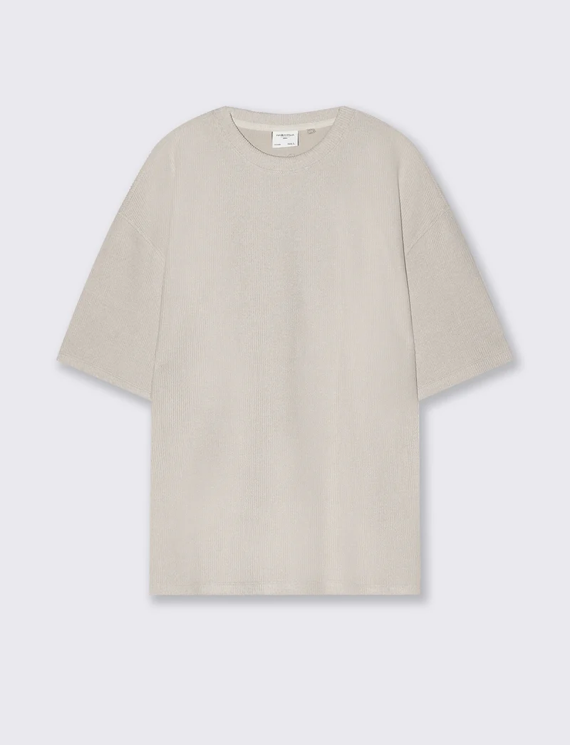 T-shirt Boxy Fit Effetto Maglia Coerente - Beige