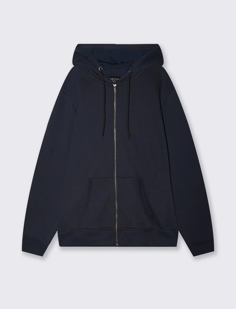 Felpa cappuccio con cerniera basic - Blu