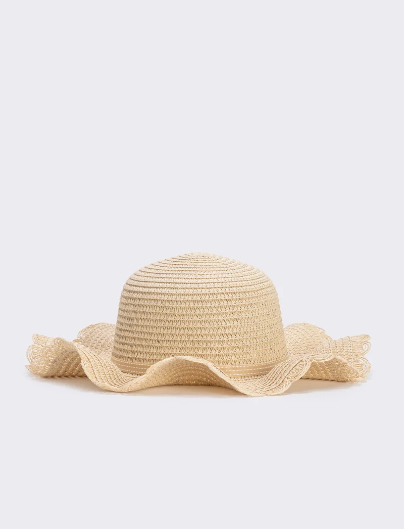 Cappello di paglia con fiori per bambina - Beige