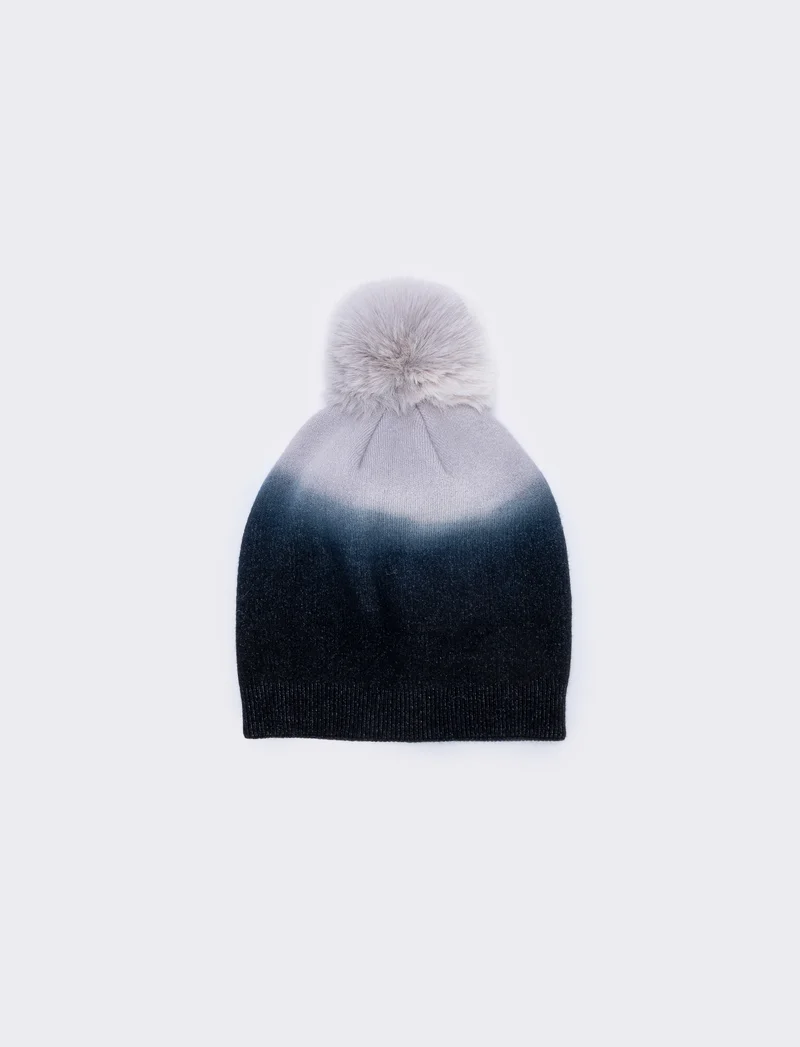Cappello degradè con pon pon per donne - Nero