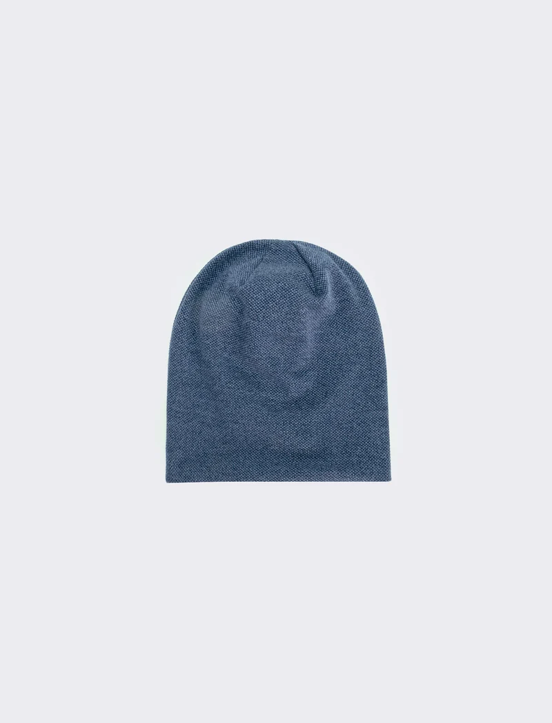 Cuffia melange in maglia larga elegante - Denim