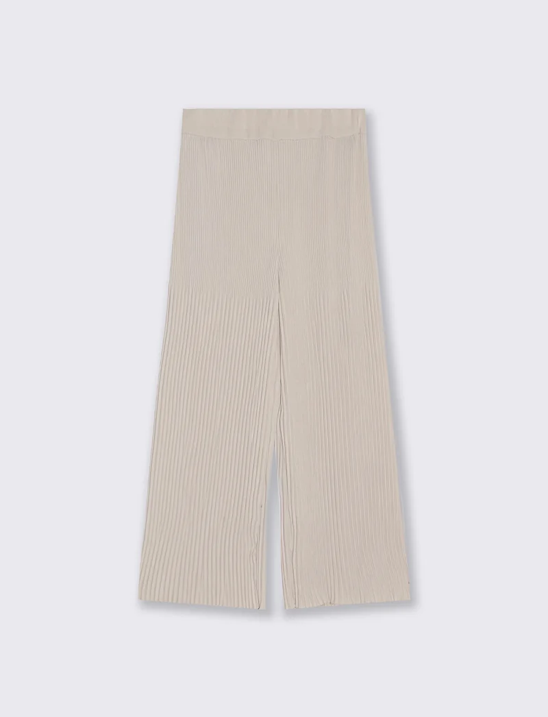Pantaloni Morbidi a Costine Plissettati - Bianco gesso