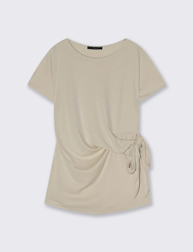Maglia con nodo e vestibilità comoda - Beige