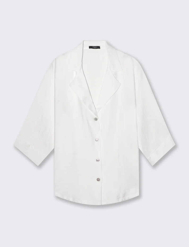 Camicia Manica Corto con Tasca - Bianco latte