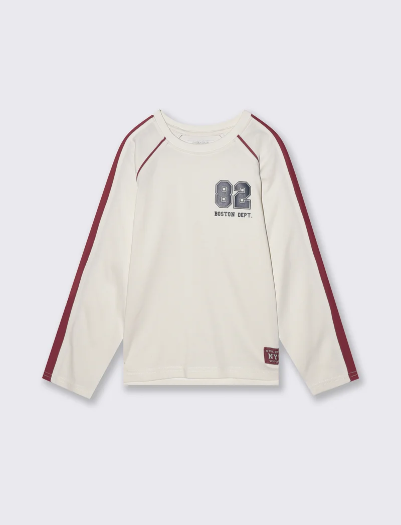 T-shirt raglan in jersey polycotone - Bianco latte