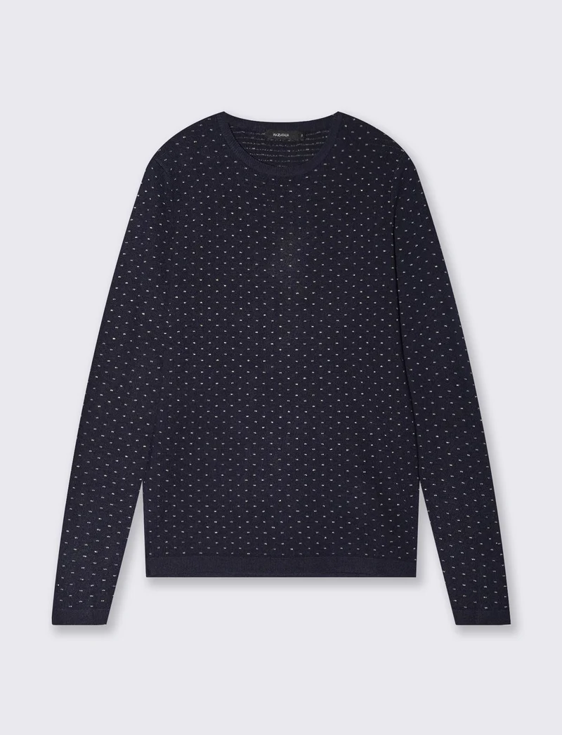Pullover girocollo con pois in lurex - Blu