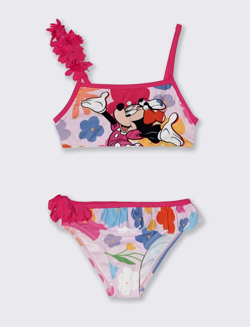 Costume da bagno 2 pezzi Minnie con rouches - Fuxia