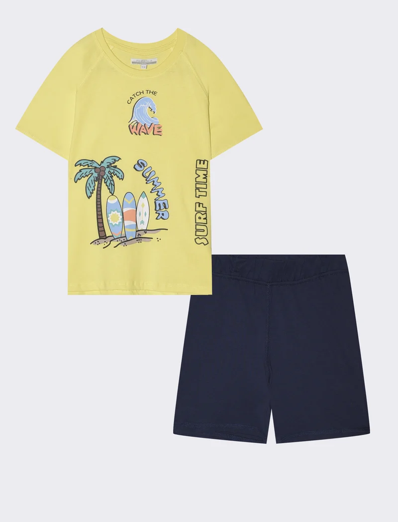 Completo due pezzi bermuda e t-shirt - Giallo