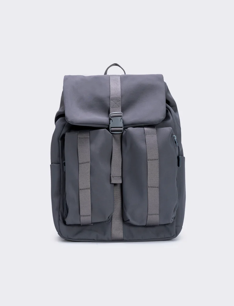 Zainetto uomo nylon multi tasche pratico - Grigio