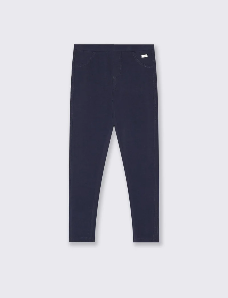 Leggings in felpa elastica con tasche - Blu