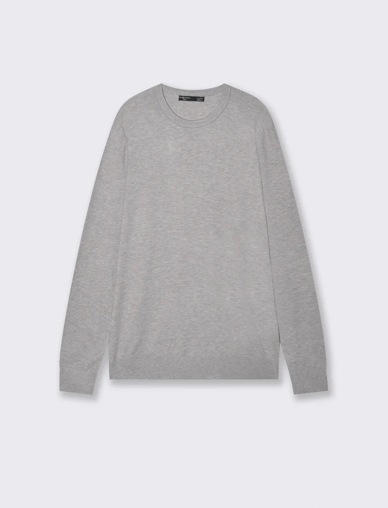 Maglia Basic Soft Touch Girocollo Regular Fit - Grigio mel.